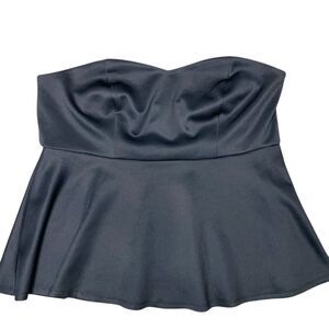 Torrid Womens 3 3X Black Satin Peplum Bustier Top Strapless Sexy Goth Party NWT